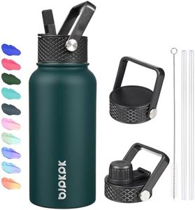 BJPKPK Insulated Water Bottles with Straw Lid, 27oz Stainless Steel Water Bottle with 3 Lids, Leak Proof BPA Free Metal Thermos Mug, Sports Water Bottle Keep Cold & Hot- Army Green