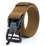 JETTREAM Nylon Tactical Belt, Military Style Webbing with Quick-Release alloy magnetic Buckle belt for men (Golden)