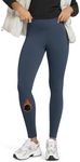 ODODOS Women's Fleece Lined Leggings Thermal Warm Winter Tights - 28" Full Length High Waisted Thick Yoga Pants with Back Pockets, Navy, Small