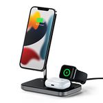 Satechi 3-In-1 Magnetic Wireless Charging Stand Compatible With Iphone 13 Pro Max/13 Pro/13 Mini/13, Apple Watch Series 7/6/5/4/3/2/1, Airpods Pro, Cellular Phones - Power Adapter Not Included