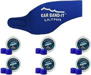 (Medium (ages 4-9), Blue) - EAR BAND-IT ULTRA Swimming Headband with PUTTY BUDDIES earplugs - 6 Pair Soft Silicone Premium Ear Plugs - THE BEST Swim Headband and Earplugs - Doctor Recommended