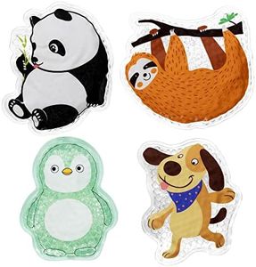 Navaris Poche Gel Chaud Froid Enfant - Pack 4x Sac Compresse Glace Doux - Patch Gel Compresse Chaud Froid Frigo Congélateur Micro-ondes