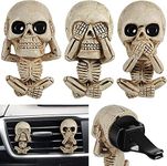 Sakuun 3pcs Cute Skull Car Decor Air Fresheners Vent Clip Interior Accessories, Aromatherapy Car Air Conditioner Vent Decorations