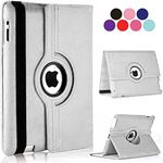 Vultic Rotating Case for iPad Pro 12.9 inch [1st/2nd Gen 2015/2017], 360 Degree Stand [Auto Sleep/Wake] Flip Leather Smart Cover (Silver)