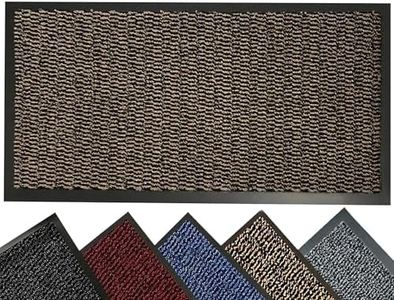 LENAK Door Mats - Entrance Mat Barrier Hallway Runner Kitchen Rug, Non-Slip Dirt Trapper Rubber Back Washable Floor Mat, Dust Grabbing Indoor Outdoor Doormats (Brown, 80x120cm)