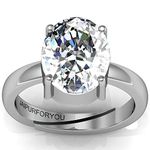 jaipurforyou 925 Silver and White Zircon Adjustable Ring for Unisex Adult (White)