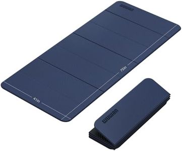 Foldable Yoga Mat Thick 10mm-WUWAN Extra Large Exercise Mat, TPE Material, Non-Slip Fitness Folding Mat Easy to Carry, Suitable for Home Workout Travel Pilates (75" x40",2/5") (Blue) (123)