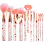 Makeup Brushes Set Start Makers Professional 12Pcs Marble Make Up Brushes Set with Foundation Powder Eyeshadow Eyebrow Blending Brush Set