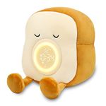 Aedcbaide Kids Alarm Clock, Night Light Lamp Cute Plush Toy Toast Sleep Training Alarm Clocks with Phone Holder, Rechargeable & Dimmable Wake Up Light & Night Light For Room Decor