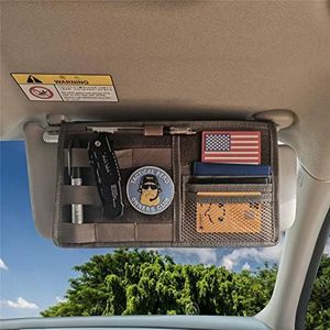 MDSTOP Molle Visor Panel Organizer Tactical Webbing Compatible Vehicle Sun Visor Cover Car Sunshade Storage Holder Pouch Fits for Cars, Trucks, Suvs, Pickups (Khaki, 7"x12")