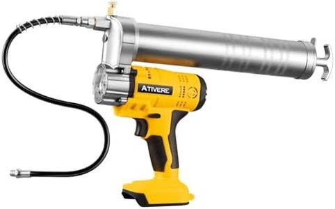 ATIVERE Lithium Battery Grease Gun Cordless for DeWalt 20V Max Battery (NO Battery) Yellow with 12” Spring Flex Hose, 10000 PSI High Pressure Quick Release Grease