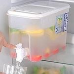 4L Slim Fridge Water Dispenser with Tap, Water Container with Tap, Drink Jar with Spigot, Large Water Jug Drinks Dispenser, Drink Refillable Shelf, Great for Cold Beverages/Punch/Ice Water