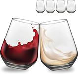 ums Stemless Wine Glasses Set of 6, 13 oz, Ideal for Cocktails, Red & White Wine and Scotch for Homes and Bars, Tumblers for Juice, Water Glasses, European Made 100% Lead-Free Strong Crystal Glasses