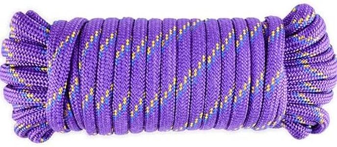 Wellmax Diamond Braid Nylon Rope, 3/8 in X 50 Foot, UV Resistant, High Strength and Weather Resistant - Purple