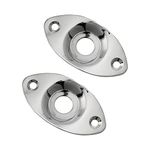 Musiclily Oval Guitar Jack Plate Curved Recessed Football Output Jack Plate for Les Paul Style Electric Guitar, Chrome (2 Pieces)