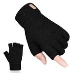 SUTIYO Fingerless Gloves Winter Gloves for Men and Women Warm Half Finger Gloves Knitted Soft Lining for Driving Writing (Black)