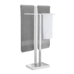 KES Free Standing Towel Rail Bathroom Towel Holder, Floor Standing Towel Rack with Weighted Base 2-Tier Towel Stand 18/8 Stainless Steel Brushed Finish, BTH231-2