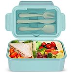 IJIAMY Lunch Box, 1400ml Bento Lunch Box for Adults and Kids, Lunch Container with 3 Compartments, Lunch Box with Cutlery, Dishwasher, BPA Free Sandwich Box