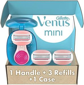 Gillette Venus Mini ComfortGlide White Tea Razors for Women, Includes 1 Mini Handle + 3 Refills + 1 Case