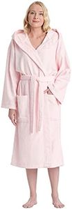 Arus Women's Ankle Length Hooded Soft Twist Turkish Cotton Bathrobe X-Large Pink