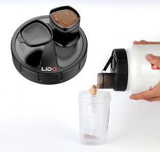 MYLIDO Protein Dispenser Scoop Powder Dispense Supplement Funnel Universal Size Fits All Brands, Pre and Post Workout BPA Free Hands Clean Attachment Container Lid MyLid-O