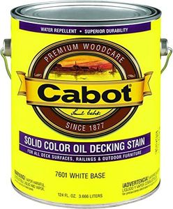 Cabot Stains 1601 Oil Decking Stain Alkyd Base Solid with Low VOC, 1 Gallon, Satin White