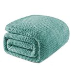 Exclusivo Mezcla King Size Flannel Fleece Blanket, 230x265 CM Bed Blankets, Soft Jacquard Weave Wave Pattern Velvet Plush Blanket for Bed, Celadon Blanket