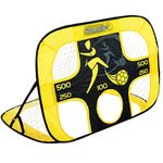 Kickmaster Pop-Up Goals and Target Shots - Versatile 2-in-1 Soccer Goal Set - Easy Setup and Foldable Design - Includes Carry Bag - Suitable for Outdoor Play - Age 5+