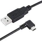 CERRXIAN 9.8FT 90 Degree Mini USB Cable, Angle Mini USB B Male to USB A 2.0 Male Data Sync and Charging Cable for Garmin Nuvi GPS,Canon,Dash Cam (3m, Black Left Angle)