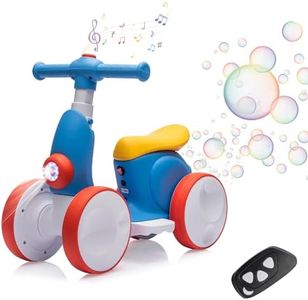 6V Electric Baby Balance Bike for 1 Year Old Boys Girls Ride on Toys 12-36 Months Toddler Balance Bike, 4 Wheels Kids First Bike with Remote Control First Birthday Gifts- Blue&Red