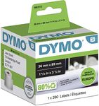 DYMO Authentic LabelWriter Large Address Labels | 36 mm x 89 mm | Roll of 260 | Black Print on White | for LabelWriter Label Makers