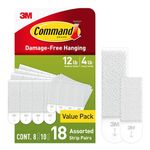 Command Picture Hanging Strips Variety Pack, Damage Free Hanging Picture Hangers, No Tools Wall Hanging Strips for Living Spaces, White, 10 Small Pairs and 8 Medium Pairs (36 Strips)