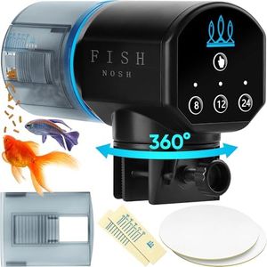 FISHNOSH Automatic Fish Feeder for Aquarium - New Generation 2024, Auto Food Dispenser with Timer for Small Tank, Big Aquariums & Pond, Model-ML (Black, Blue)