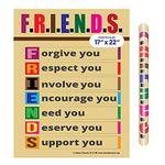 Large F.R.I.E.N.D.S Poster by School Smarts ●FRIENDSHIP Skills for Adults and Children ●Durable Material Rolled and SEALED in Plastic Poster Sleeve for Protection.