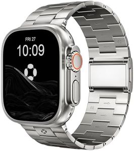 FiNESTONE Titanium Band for Apple Watch ULTRA & ULTRA 2 & ULTRA 3 - Adjustable Apple Watch ULTRA Band 49mm - Magnetic Clasp and DLC Coating - Pure-Titanium Lightweight