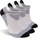 Merino Wool Socks Men and Women, RTZAT 90% Merino Wool Low Cut No Show Cushioned Tab Ankle Athletic Running Socks, Moisture Wicking,Black&White&Light Gray,Medium