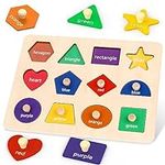 Jumlys Montessori Toys for Toddlers 1, 2, 3 Year Old, Wooden Shape Learning Puzzles for Baby 12-18-24 Months, Early Educational Toys, Perfect Christmas Birthday Gifts for Boys & Girls Age 1-3