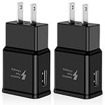 2 Pack Adaptive Fast Charging Block USB Wall Charger Plug Adapter Compatible with Samsung Galaxy S20/S20+/S20 5G Ultra/S10/S10e S9 S8 S7 S6 S5 Edge Plus Active, Note 5 7 8 9 10 20 Quick Charge (Black)