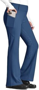 FitsT4 Sports Girl's Full Seat Horse Riding Pants Bootcut Riding Tights Kids Equestrian Breeches with Pockets Peacock Blue M