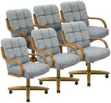 Chromcraft Set of 6 Swivel Tilt Chairs, Ultra Comfort Soft Wheel Chairs for Kitchen Room(Noriko Ocean)