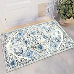 HEBE Small Area Rug 2'x3' Washable Rug Vintage Entryway Rug Non Slip Boho Rug Low Pile Thin Rug Kitchen Rugs Carpet Door Mat Rug for Living Room Indoor Entrance Bathroom Bedroom