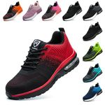Baofular Safety Trainers Men Womens Steel Toe Trainers Lightweight Comfortable Safety Shoes Work Trainers Non Slip & Breathable Red 10 UK 44 EU 270