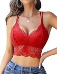 Avidlove Women's Lace Bralette Sexy Camisoles Strap Crop Top Bra Red L