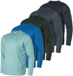 5 Pack Mens Fishing Sun Long Sleeve T-Shirt Mesh Workout Dry Fit Gym Tee Casual Athletic Active Casual Wicking Exercise Running Sport Hiking Training Top UPF