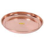 SHIV SHAKTI ARTS Handmade Pure Copper Plate Middle Sized Hammered Deisgned Thali Dish Homeware Hotelware Dinnerware Kitchenware Serveware Diameter-29 cm ::Set of 1 Diwali Gifting Purpose