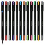 Pentonic Multicolor Gel Pen With Hard Box Case | 0.6 mm-1.0 mm | Sleek Matt Finish, Featherlite feel | Waterproof Gel Ink, Ultra- Low Viscosity Ink | Black Body, 12 Pcs Set