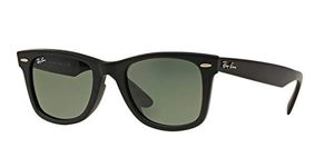 Ray-Ban RB2140F Original Wayfarer Low Bridge Fit Square Sunglasses, Matte Black/G-15 Green, 52 mm