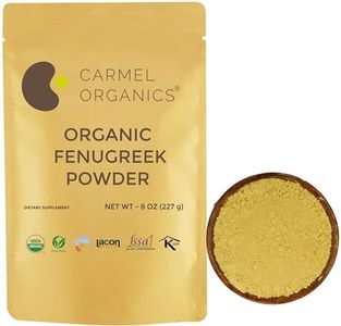 CARMEL ORGANICS Fenugreek |Methi Seeds (Powder, 8 Ounce or 0.5 Lbs)(Pack of 1) | USDA Certified Organic | Non-Gmo | No Added Preservatives | Indian Origin Fenugreek Seeds