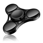 Aolcev Fidget Spinner Fidget Toy Hand Spinner Stainless Steel Metal 3-5 Minutes Fast Bearing Spins Hand Spinner Tri Finger Gyro Toy ADHD EDC Focus Anxiety Stress Relief Toys for Kids Women Men-Black