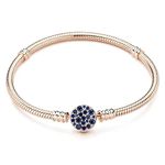 JEWBERY Pandora Charm Snake Pattern Bracelet 925 Sterling Silver 22k Gold Plated, Rose Gold Snake Pattern Bracelet, Gift for Women Girls